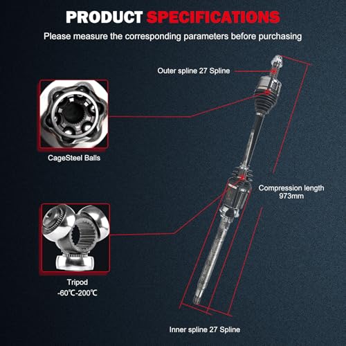 cciyu NCV12103 CV Axle Shaft Assembly Fit For Dodge Dart 2.0L,For Dodge | for Dart 2.4L 2013-2016 Front Right Passenger Side - size: 17-9589