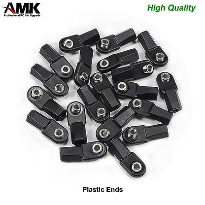 AMK SCX10 M4 RC Link Rod Ends 4mm Tie Rods Joints with 7mm Pivot Ball 1/8 1/10 Crawler Universal Building Kit for TRX6 D90 TF2 CC01 Gen7 Gen8 TRX4 Upgrades (20Pcs Bent) - color: 20pcs Bent