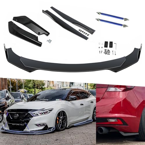 x xotic tech 9Pcs Front Bumper Lip Chin Spoiler + Side Skirt Winglets Diffuser + Rear Bumper Canard Splitter Car Body Kits + Blue Adjustable 10"-13" Support Rods Universal Fit Most Vehicles - color: Blue, size: Full Wide Body Kit w/10"-13" Rod