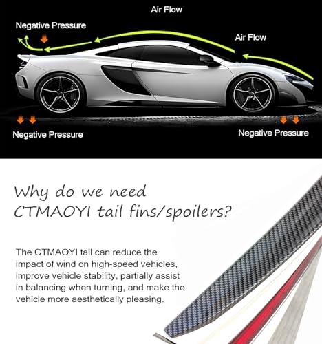 Universal Carbon Fiber Pattern Spoiler for Sedan, Coupe, Hatchback | 3-Section Adjustable & Cuttable | No-Drill Installation with 3M Tape | 40-55 Inches - color: Carbon fiber black