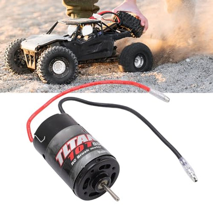 550 10T RC Brushed Motor, with Heatsink and Cooling Fan for 1:10 Scale RC Crawler Truck High Speed Torque Performance