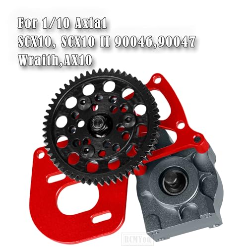 Transmission Gearbox Upgrades Part for 1/10 SCX10, SCX10 II 90046,90047,AX10 RC Crawler Truck,Aluminum Center Transmission Gearbox Hops up,Red&Titanium - color: Red&titanium for Upgrades