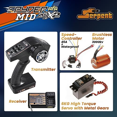 Serpent 1:10 Brushless RC Cars for Adults, 2WD Buggy, High Speed, Long Life | High-Performance, Off-Road, RTR Oil Filled Shocks Remote Control Racing Car, Battery and Charger Excluded (SRX-2 MM)