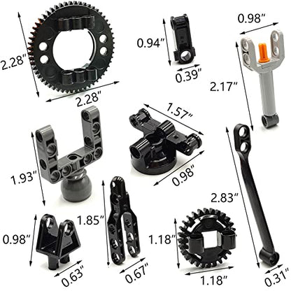 dspitwod MOC Technical Wheels Connectors Rack Gear Car Suspension Building Brick Accessories Pieces Sets STEM Learning Kits Engineering Toy Gift for Kids … - style: 144 TECHNIC PARTS