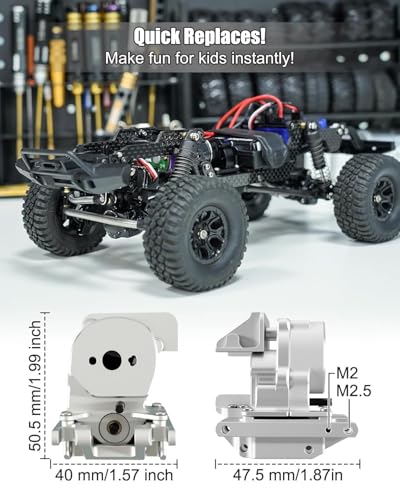 Upgraded Dual Speed Gearbox Fits for Traxxas TRX4M 1/18 RC Crawlers | 15.7:1 / 56.6:1 High & Low Transmission, Metal Gears, Fits for Defender Bronco K10 F150 Silver - color: Silver