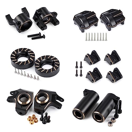 440g SCX10 II Brass Weights Set Diff Cover Steering Knuckles C Hub Link Mounts Clamping Lockouts with Wheel Counterweights for 1/10 RC Crawler AR44 Axial SCX10 Upgrades