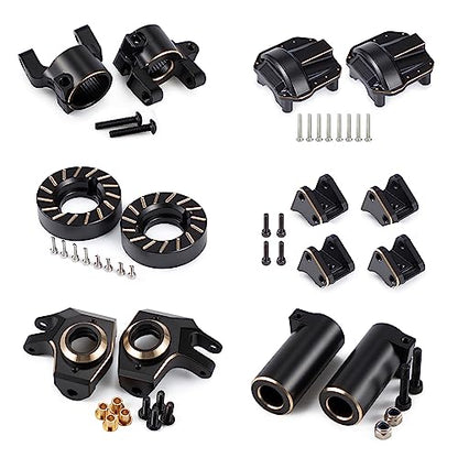 440g SCX10 II Brass Weights Set Diff Cover Steering Knuckles C Hub Link Mounts Clamping Lockouts with Wheel Counterweights for 1/10 RC Crawler AR44 Axial SCX10 Upgrades