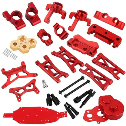 Steering Knuckle Models For Losi Micro B 2WD RTR 1/24 Steering Blocks C Hubs Suspension Arms Bulkhead Shock Mount CVD Shaft RC Car For Buggy Upgrade Parts(Red) - color: Red