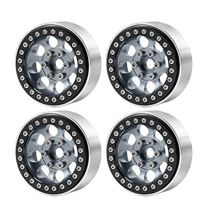 RCLIONS 4PCS Aluminum 1.9" Beadlock Wheel Rim for 1/10th Axial SCX10 TRX4 | Upgrade for SCX10-II,III,Redcat Gen7,Gen8,RC Crawler Car Parts