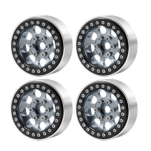 RCLIONS 4PCS Aluminum 1.9" Beadlock Wheel Rim for 1/10th Axial SCX10 TRX4 | Upgrade for SCX10-II,III,Redcat Gen7,Gen8,RC Crawler Car Parts