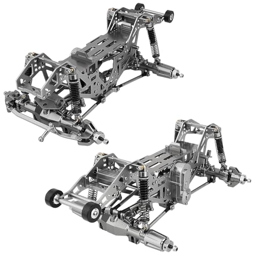 1:18 Metal Upgrade Chassis Frame with Axles Gearbox for RC LOSI Mini LMT 1/18 Digger Monster Truck Brushed RTR LOS01026 Metal Upgrade Parts (Gray) - color: Gray