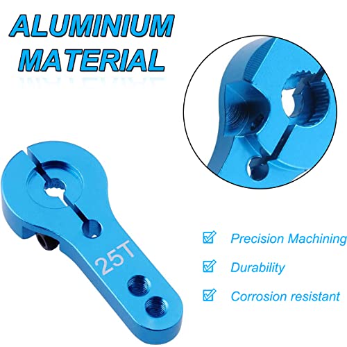 25T Aluminum Dual Clamping Metal Servo Arm Horn, 6 Colors, RC Model Motor Spare Parts for RC Car/Model Boat/Truck/Airplane (12Pcs)