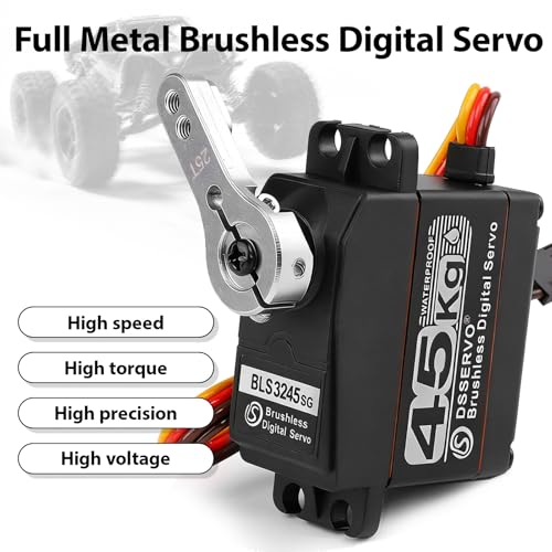 ZOSKAY 45kg Rc Servo Brushless Servo Metal Gear High Torque for TRX4 TRX6 SCX10 III 1/10 RC Crawler Upgrade Parts(45KG-180°)