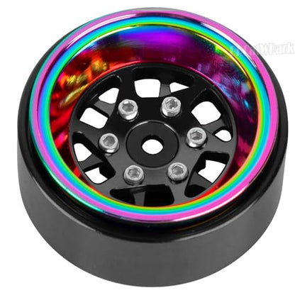 RC 1.3 Beadlock Wheel Rims for 1/18 TRX4M 1/24 SCX24 RC Crawler Car,Aluminum Alloy Beadlock Wheel Rim Hub,4Pcs RC Off Road Buggy Rally Truck Car Wheels Rims,Black - color: Black - (1.3 Beadlock Rims)