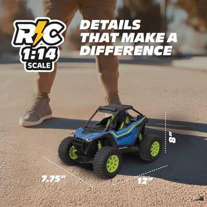 Polaris RZR Remote Control UTV – 1:14 Scale 2WD RC Car, Officially Licensed Polaris RZR, Full-Function 2.4GHz Radio Control, USB Rechargeable, Ready to Run, Blue - color: Blue