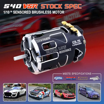 Surpass Hobby 540 V5R Sensored Brushless Motor, Competition Level Motor with Shaft 3.175 Use for 1:10 RC Racing Car（17.5T） - style: SPEC 17.5T