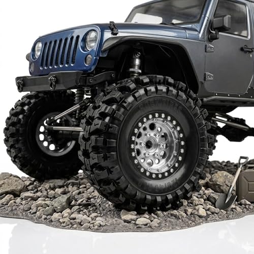 1/10 RC Crawler Tires and Wheels, 1.9" 120mm Rubber Rock Crawler Tires with Beadlock Rims, 4PCS RC Tires for Axial SCX10 TRX-4 1/10 Scale RC Off-Road Trucks (Silvery) - color: Silvery