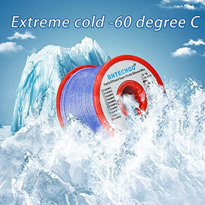 BNTECHGO 30 Gauge Silicone Wire Spool 50 ft Blue Flexible 30 AWG Stranded Tinned Copper Wire | Flexible 30 AWG Stranded Wire Silicone Rubber Insulation For RC Models, Drone, Robot, LED Lighting Systems, 3D Printer, DIY - size: 30 gauge silicone wire 50ft,