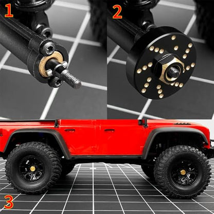 MOHERO 4Pcs 58g Brass Wheel Weights with 7mm Wheel Hex Hub Extended Wheel Spacers for 1/18 RC Crawlers TRX4M Bronco Defender K10 High Trail F150 Upgrades Parts