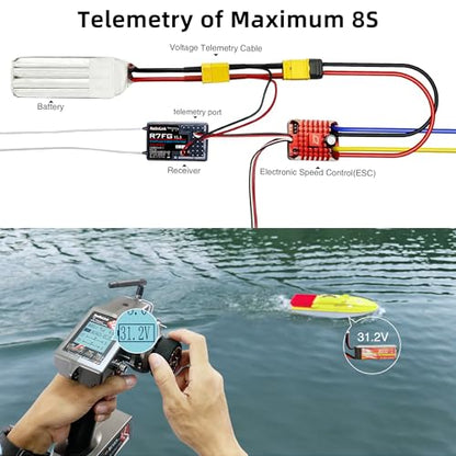 Radiolink R7FG 7 Channel Gyro Receiver 2.4GHz Integrated Telemetry Long Range Control for RC Car Boat Compatible Radiolink Transmitter RC6GS V3/RC6GS V2/RC6GS/RC4GS V3/RC4GS V2/RC4GS(2 Pcs) | 2.4GHz for RC Car/Boat, 600m Long Range Control, IPX4 Water Spl