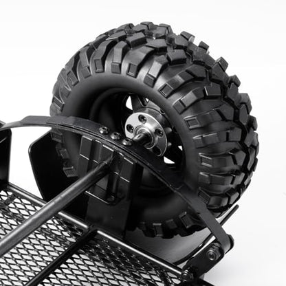 RC Trailer for Hauling Behind Cars Flatbed Trailer with Wheels Tires & Hook Hitch RC Crawler Accessories for 1/24 RC Crawler Axial SCX24 AX24 FCX24 Upgrades Parts