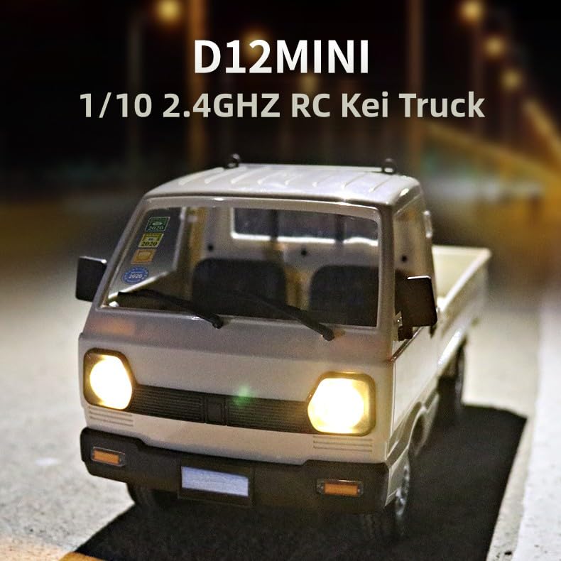 DOBYE WPL D12 1/10 RC Kei Truck, 2.4G RC Car Remote Control Off Road RC Crawler with Proportional Throttles Steering 260 Motor Rear Drive Hobby Grade RC Drift Car for Adult RTF Toy Vehicle