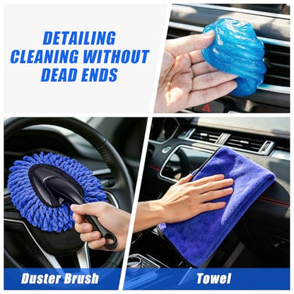 21PCS Car Detailing Kit Interior Cleaner - with Handheld Car Vacuum, Windshield Cleaning Tool, Detailing Brushes, Car Cleaning Supplies Kit for Women Men (Blue) - color: blue