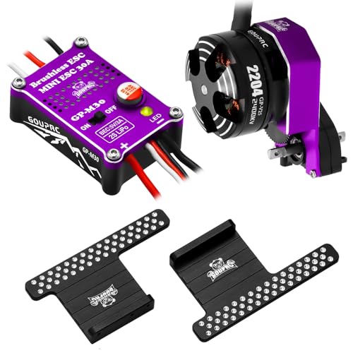 GOUPRC 2204 2400KV Brushless Outrunner Motor with Transmission & 30A Brushless Mini Esc with Pedals for SCX24 Remote Control Crawler Axial 1/24 Remote Control Black Purple - color: Purple & Pedals