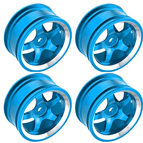 4Pcs Vgoohobby Metal Wheel Rims 12mm Hex Hub 5-Spoke Width 26mm Compatible with 1/10 Tamiya Kyosho HSP HPI Traxxas RedCat Sakura 1/10 On-Road Racing Touring RC Drift Car (Blue) - color: Blue