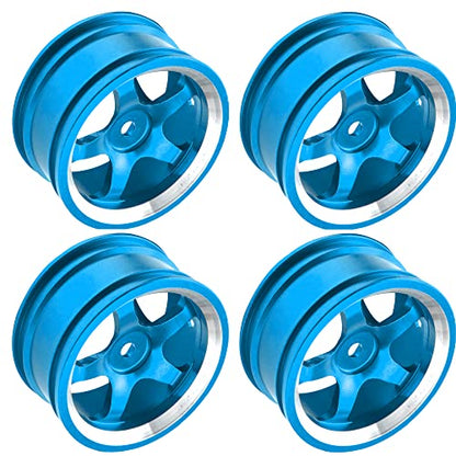 4Pcs Vgoohobby Metal Wheel Rims 12mm Hex Hub 5-Spoke Width 26mm Compatible with 1/10 Tamiya Kyosho HSP HPI Traxxas RedCat Sakura 1/10 On-Road Racing Touring RC Drift Car (Blue) - color: Blue
