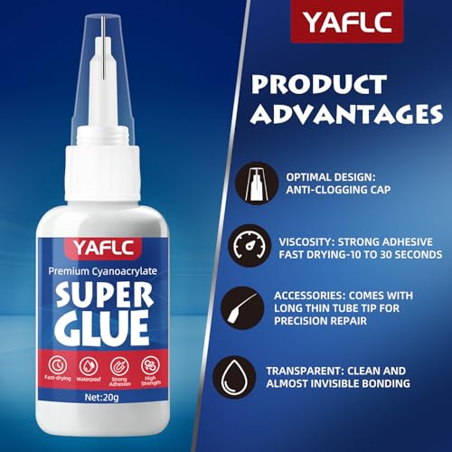 Super Glue Clear, Super Glue All Purpose 40g | Super Glue Cyanoacrylate Adhesive for Ceramic, Plastic, Metal, Wood, Shoe, Rubber, Rhinestone, Glass, Crafts DIY - style: Super Glue