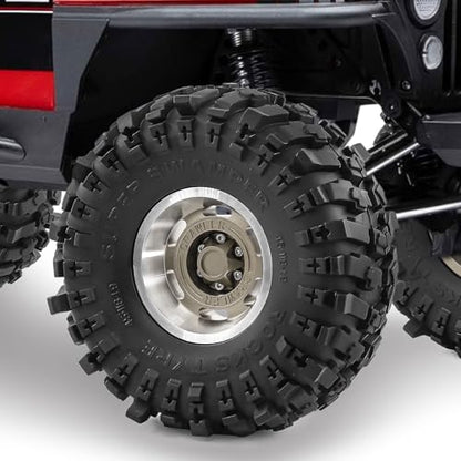 1.9" Beadlock Wheels and Tires for TRX4 SCX10 SCX10 III 90046 D90 1/10 RC Crawlers (Titanium) - color: Titanium