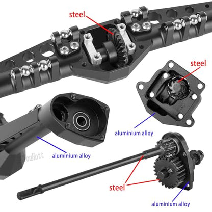 RC Upgrades Part Portal Axles for 1/10 DIY SCX10 SCX10 II,Capra 1.9 UTB 4X4 4WD,RCYouHott 1/10 Capra 1.9 UTB & SCX10 RC Crawler Car Aluminum Front Rear Axle,Black - color: Black-(upgrades Part）