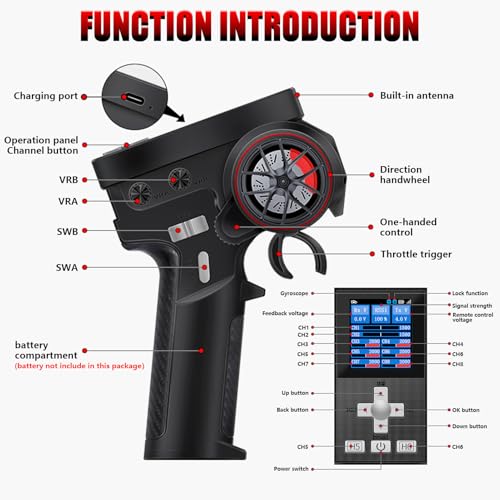 GOUPRC Racing RC Transmitter 8CH 2.4GHz & Receiver with 2204 2400KV Brushless Outrunner Transmission Motor & Uprade 30A Brushless Esc for SCX24 Axial RC Car Crawler Car - color: Upgrade Gen-3 Kit