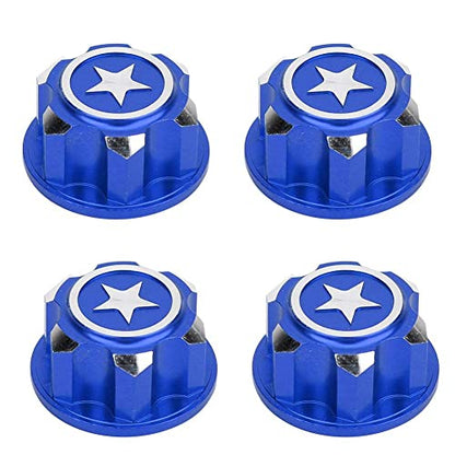 Vbest life Aluminium Alloy Hex Wheel Mount Nuts, 4pcs Metal 17mm Hex Wheel Nut RC Spare Part Replacement for RC Car - color: Mazarine