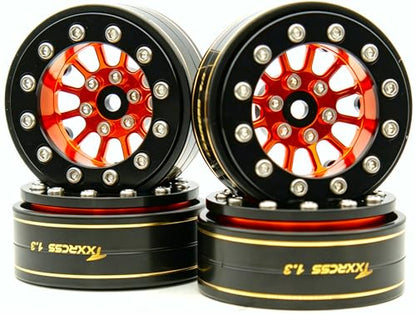 1.3 Beadlock Wheels & Brass Rim 46.5g Offset-3mm for 1/18 1/24 RC TF (Gold Black) - color: Gold Black