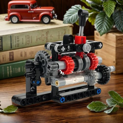 4-Speed Manual Transmission Model Kit, DIY Educational Gearbox Building Blocks Set, STEM Engineering Toy with Technical Parts for Teens and Adults