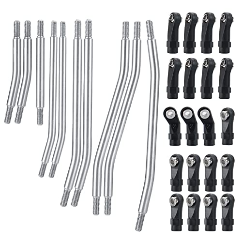 MOHERO 10Pcs Stainless Steel Rod Link Linkage Set 313mm Wheelbase 7mm Steering Rod for 1/10 TRX4 RC Crawler Upgrade Parts
