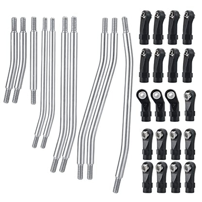MOHERO 10Pcs Stainless Steel Rod Link Linkage Set 313mm Wheelbase 7mm Steering Rod for 1/10 TRX4 RC Crawler Upgrade Parts