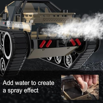 1:12 RC Tank Remote Control Tank Off-Road RC Truck 4WD RC Crawler 360°Rotating Drifting Car with 2 Batteries - color: Yellow, size: 1:12