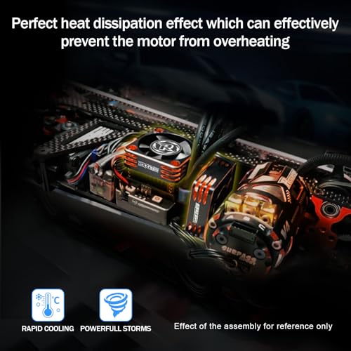 Surpass Hobby 40mm RC Motor Cooling Fan 16000RPM RC Car Fan for ESC and Motor Fit for 1/10 1/8 RC Car Truck(Orange Black) - style: Orange Black