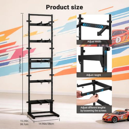 Wall Mount＆Floor RC Car Display Stand, 5 Tier Adjustable RC Car Rack | for Crawler Trucks Workstation,RC Storage Shelf for RC Model Cars 1/6 1/10 1/12 1/24 1/18 Fcx10 Fcx24 Fcx18 Scx24 Scx18 Scx10