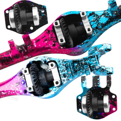 RC Axle Complete Metal Front Rear Axle Upgrades Part for 1/10 SCX10 SCX10 II 90046 90047,RC Crawler Car Front Rear Axle Hops Up,Pink-Blue - color: Pink-blue - 90046
