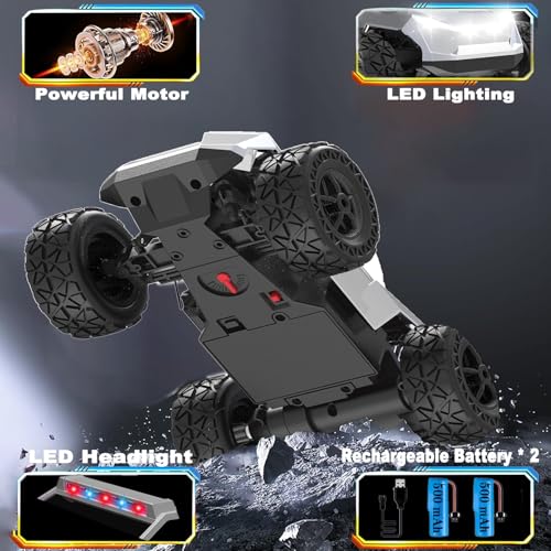 RC Remote Control Car Cybertruck Toy, Police Car Toy 2.4GHz, LED Lights, 2 Rechargeable Batteries, Ideal Gift for Boys Girls Ages 3+ Years - style: Police Cybertruck