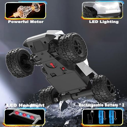 RC Remote Control Car Cybertruck Toy, Police Car Toy 2.4GHz, LED Lights, 2 Rechargeable Batteries, Ideal Gift for Boys Girls Ages 3+ Years - style: Police Cybertruck