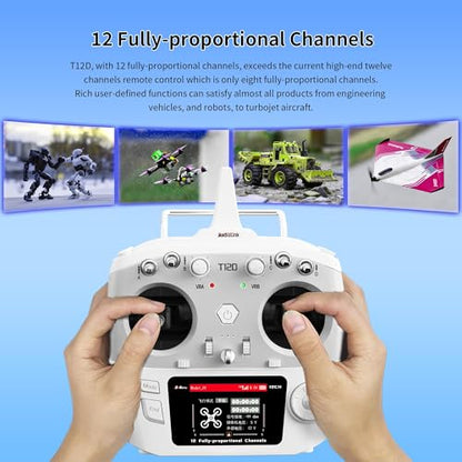 Radiolink T12D 12CH Transmitter R12F Receiver, 4km for Drone/Airplane/Car | 2.4GHz, Long Range RC Remote Controller for RC Airplane, Drone, Crawler, Car, Boats, Supports Micro ELRS Long Range Modules