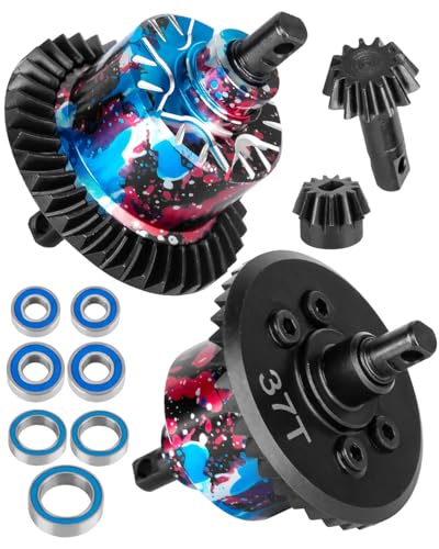 RC Diff Gear 37T Upgrades Part for 1/10 Slash 4X4 VXL/Rustler 4X4 VXL/Stampede 4X4 VXL/Hoss 4X4 VXL/XO-1,Front Rear Differential Hop Ups,Colorful - color: Colorful-(upgrades Part）