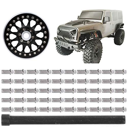 VGEBY RC Car Screw 50Pcs RC Car Wheel Rims Hub Screws Stainless Steel Screws for 1/10 RC Crawler Car - size: M3