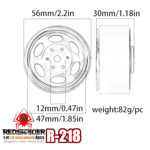 REDSPIDER•Negative Offset -10mm 1.9'' Beadlock Wheels Deep Dish Metal(4pcs) Retro Design for Scale 1/10 RC Crawler Axial SCX10 TRX4 VS4-10 Redcat Gen8 RC4WD D90 Rock Crawler (Titanium) - color: Titanium