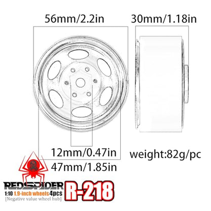 REDSPIDER•Negative Offset -10mm 1.9'' Beadlock Wheels Deep Dish Metal(4pcs) Retro Design for Scale 1/10 RC Crawler Axial SCX10 TRX4 VS4-10 Redcat Gen8 RC4WD D90 Rock Crawler (White) - color: White